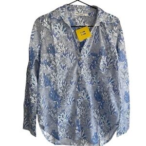 Roller‎ Rabbit Guy Button Down Cotton Printed Shirt XS Blue White
